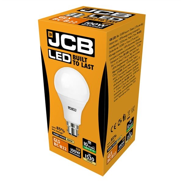 [363040] JCB LED A60 1520lm Opal 15w B22 3000k