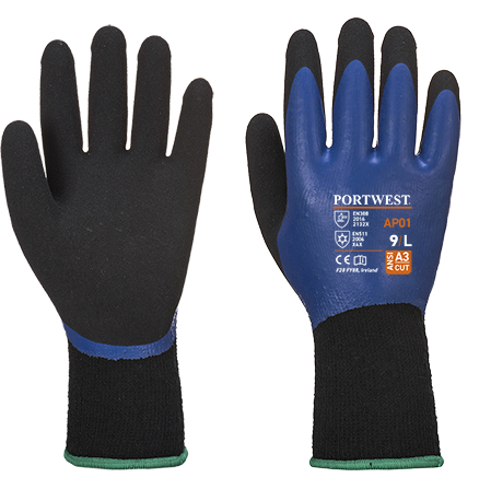 Portwest Cold 13 Latex Aqua Glove Blue/Black - L