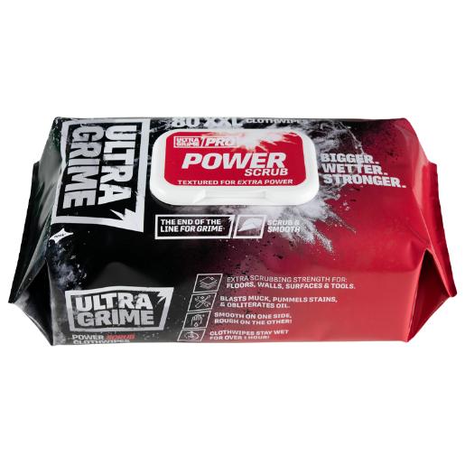 Ultragrime Pro XXL+ Power Scrub Textured Multi-Use Cleaning Cloth Wipes, 80 Pack