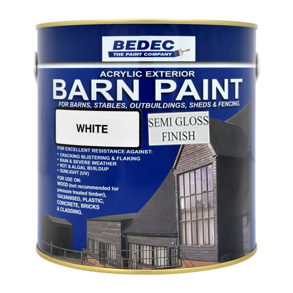 Bedec Barn Paint Semi-Gloss White 2.5L