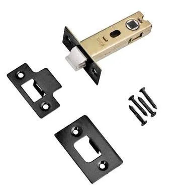 Sichern Architectural (H/D) Tubular Latch Bolt Through CE Certified (Dual Finish Plate), 76mm - Matt Black/Brassed