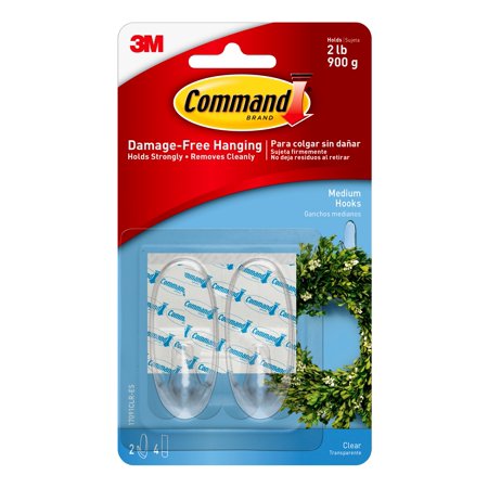 Command Medium Clear Hooks 900g 2pk 17091CLR