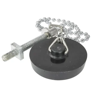P1 Pre-Pack Basin Poly Plug, Chain & Stay 12" 1.1/2" Black PK1