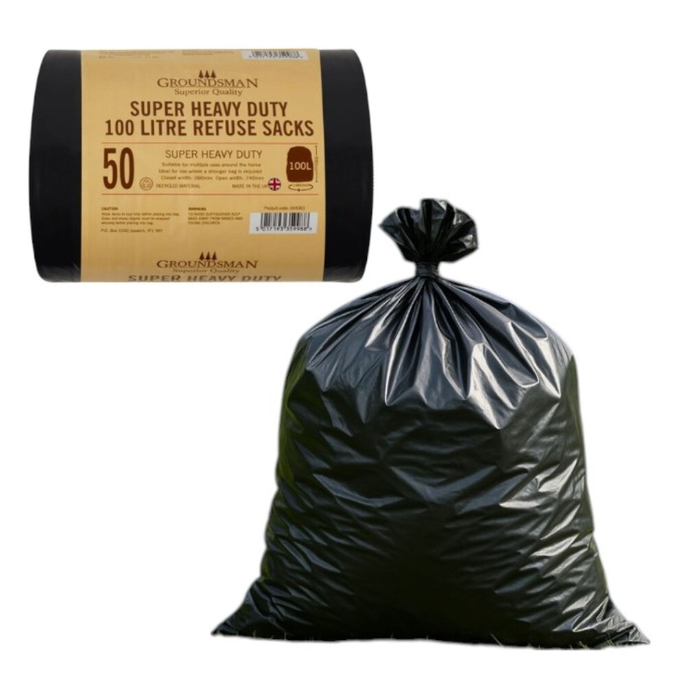 Groundsman Super Heavy Duty Refuse Sacks 100L - Roll of 50