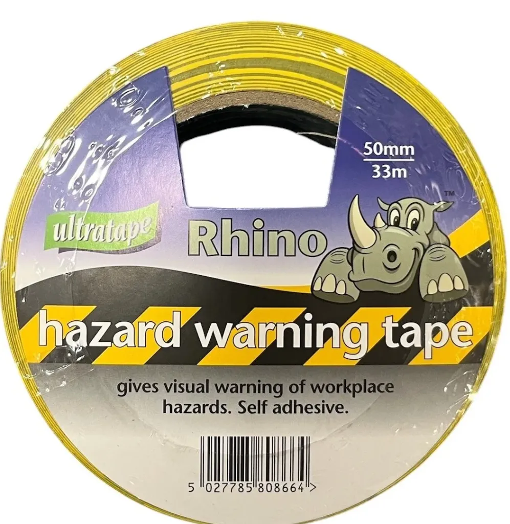 Rhino Hazard Tape 50mm x 33m Black & Yellow
