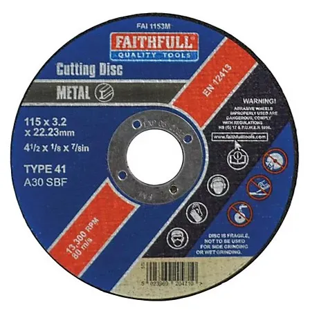 [FAI1153M] Faithfull Metal Cut Off Disc 115 x 3.2 x 22.23mm