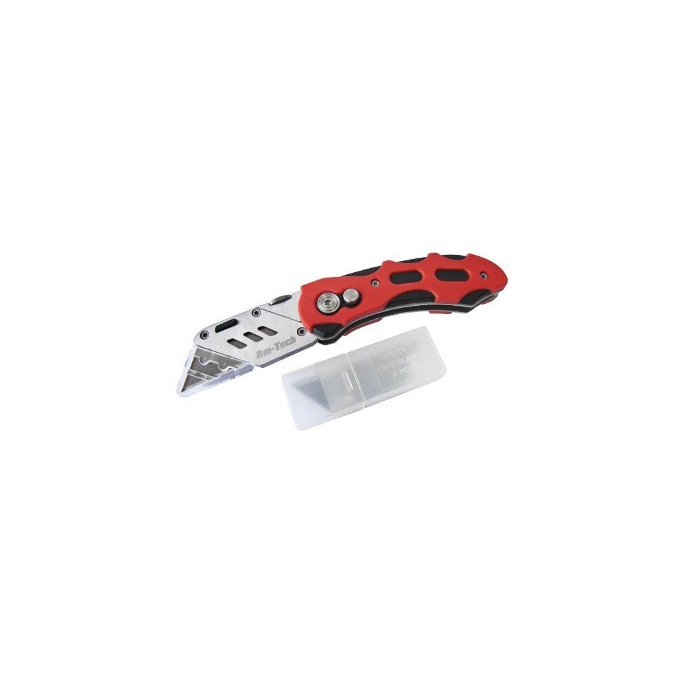 Amtech Folding Lock-back Utility Knife with Comfort Grip