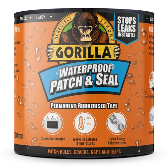 [95432] Gorilla Waterproof Patch & Seal Tape Black 100mm x 3m