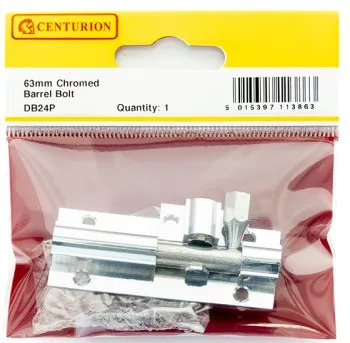 Centurion Straight Solid Brass Barrel Bolts, Polished Chrome, 25mm x 63mm