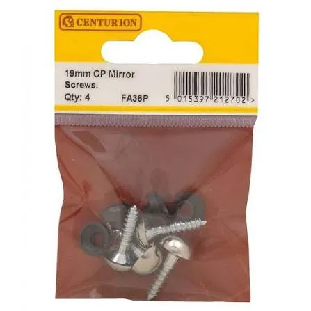 Centurion 19mm x 8 CP Dome Mirror Screws (4 Pack)