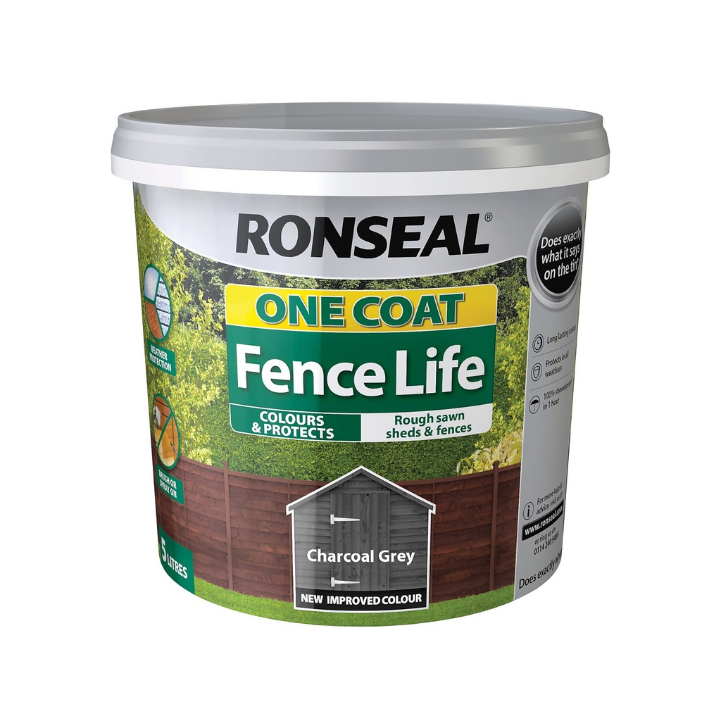 Ronseal Ronseal One Coat Shed & Fence Charcoal Grey 5L