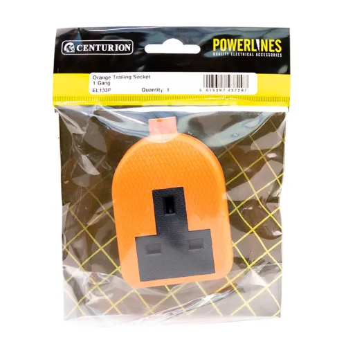 [EL133P] Centurion 1 Gang Orange Trailing Socket, 13 Amp