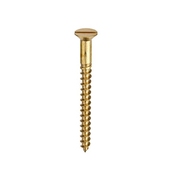 [OJ066684] Unifix Brass Woodscrews Slotted Countersunk Head - 10g x 1.1/2" (5.0 x 40mm - Bag of 15)