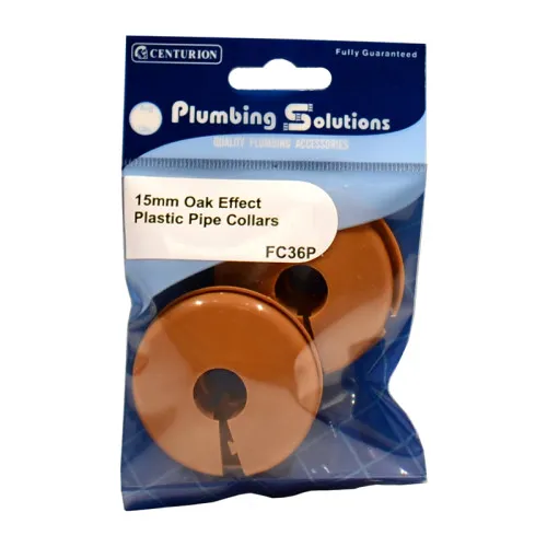 Centurion 15mm Oak Effect Plastic Pipe Collars (4 Pack)