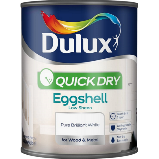 [5210875] Dulux Retail QD Eggshell Pure Brilliant White 750ml