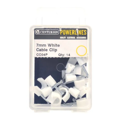 [CC04P] Centurion 7mm White Cable Clips (14 Pack)