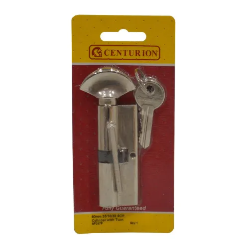 Centurion 80mm Euro Profile Cylinder and Turn (Nickel Plated)