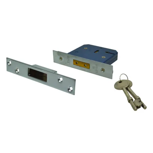 Centurion 75mm (3") 5 Lever Mortice Deadlock (Satin Chrome Plated)