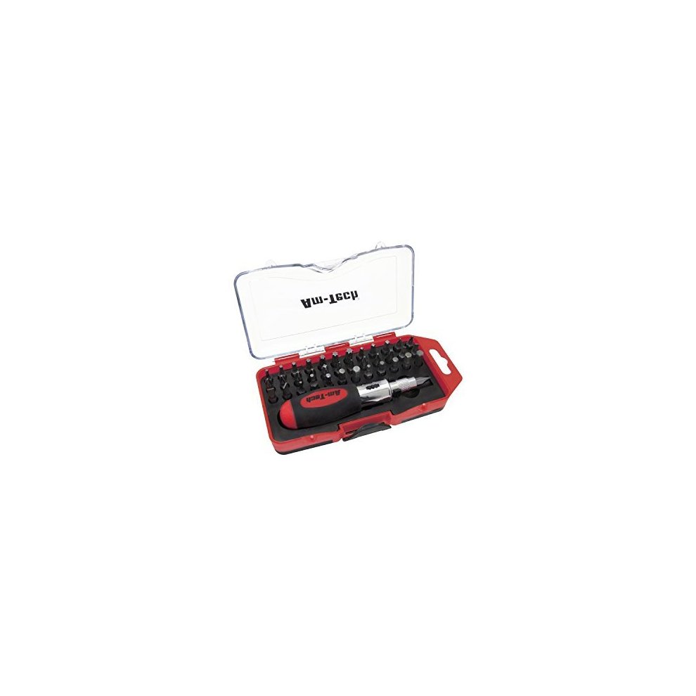 [L1965] Amtech 38 Piece Stubby Ratchet Screwdriver and Bit Set