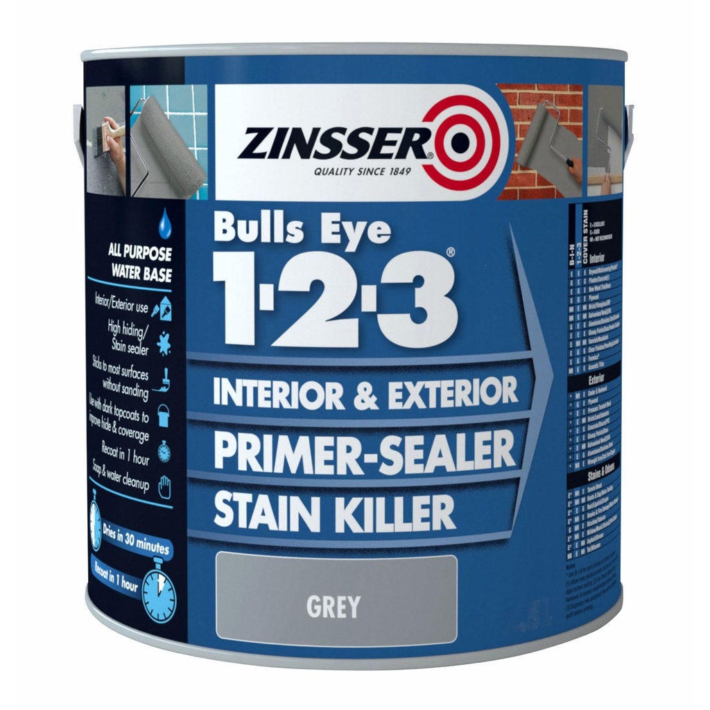 Zinsser Bullseye 123 Primer Sealer Grey 2.5L
