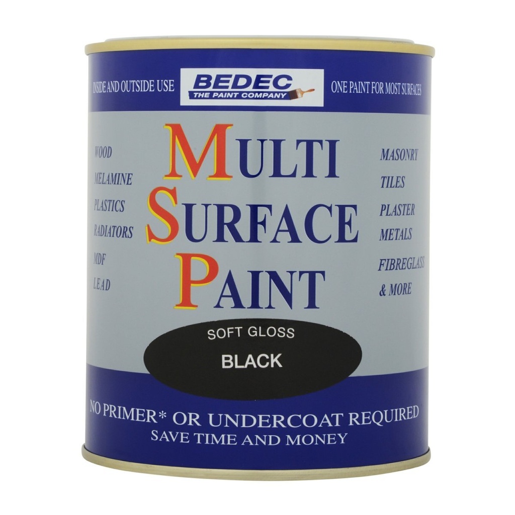 Bedec Multi Surface Paint Soft Gloss Black 750ml