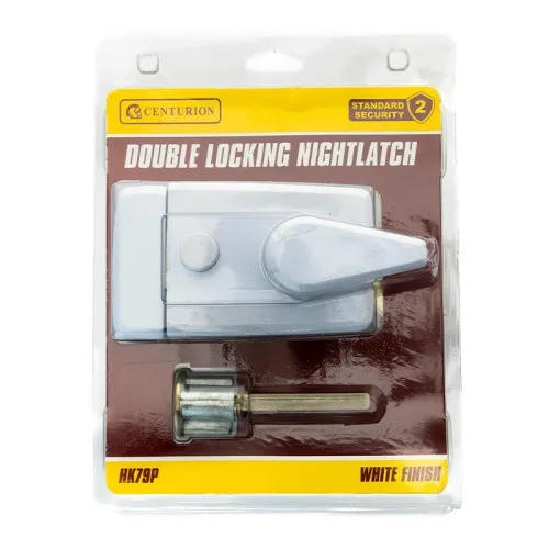 Centurion Double Locking Night latch - Standard 60mm (White Finish)