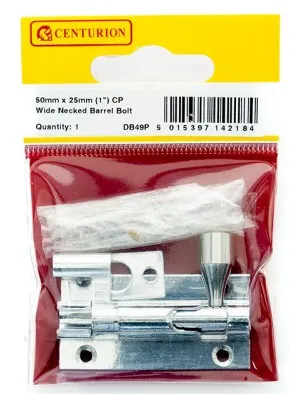 Centurion 50mm x 25mm (1") CP Wide Necked Barrel Bolt