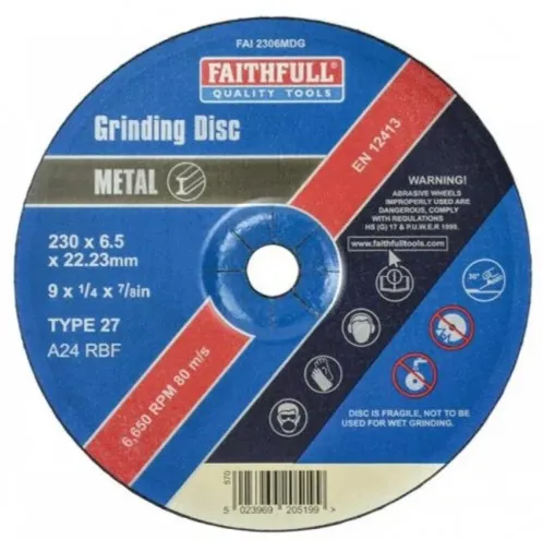 Faithfull Depressed Centre Metal Grinding Disc 230 x 6.4 x 22.23mm