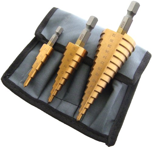 Amtech 3 Piece High Speed Steel Step Drill Set (Large)