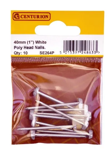 [SE264P] Centurion 30mm White Poly Head Nails (10 Pack)