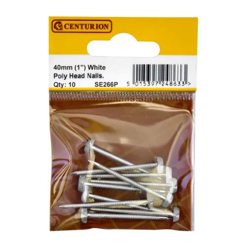 Centurion 40mm White Poly Head Nails (10 Pack)