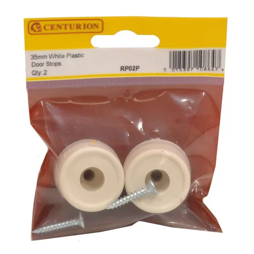 Centurion 35mm White Plastic Door Stops (2 Pack)