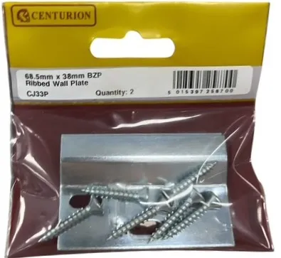 Centurion 68.5 x 38mm BZP Ribbed Wall Plate (2 Pack)
