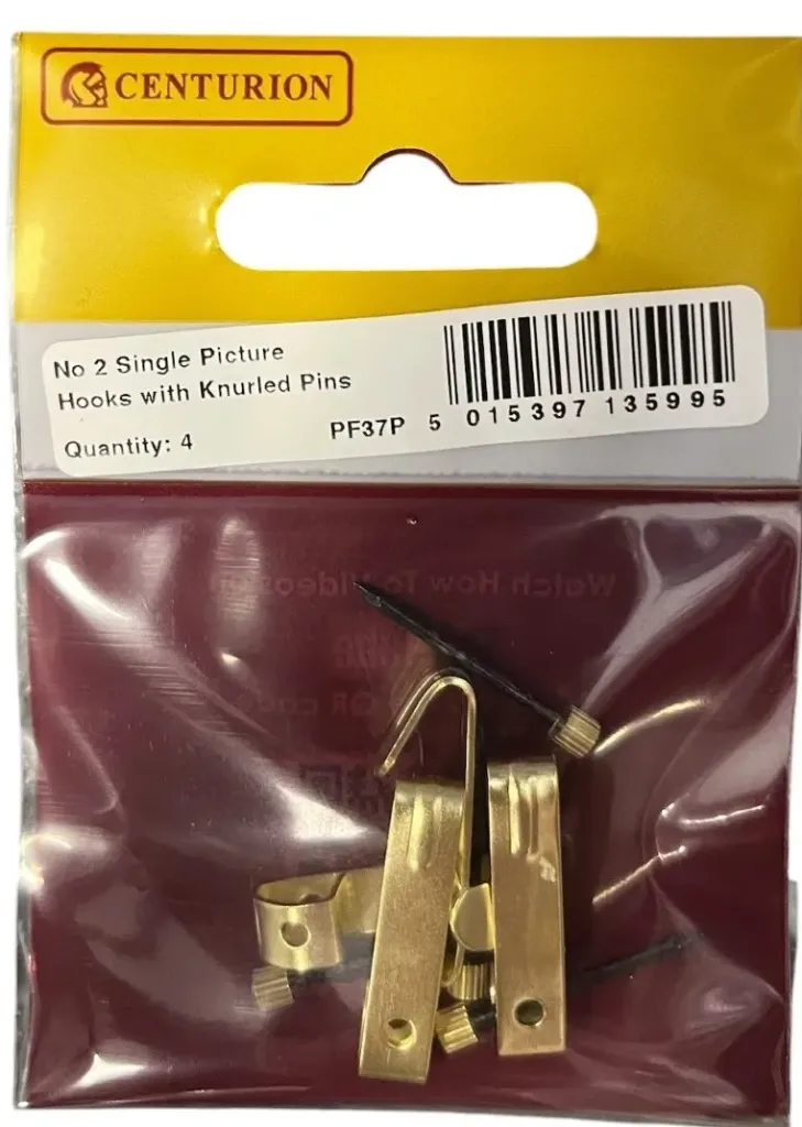 Centurion No 2 EB Single Picture Hooks with Knurled Pins (Pack of 4)