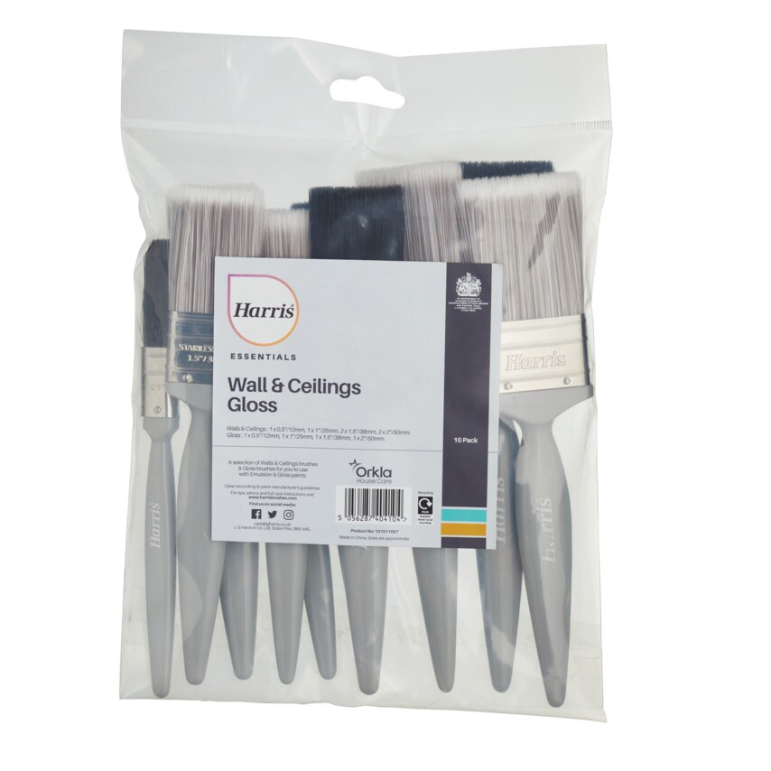Harris Essentials - Walls & Ceilings Brush 10 Pack