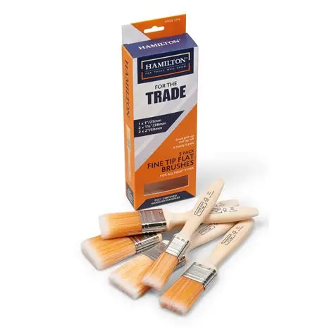 [3100105-900] Hamilton For the Trade - Fine Tip Flat Brushes 5 Pack