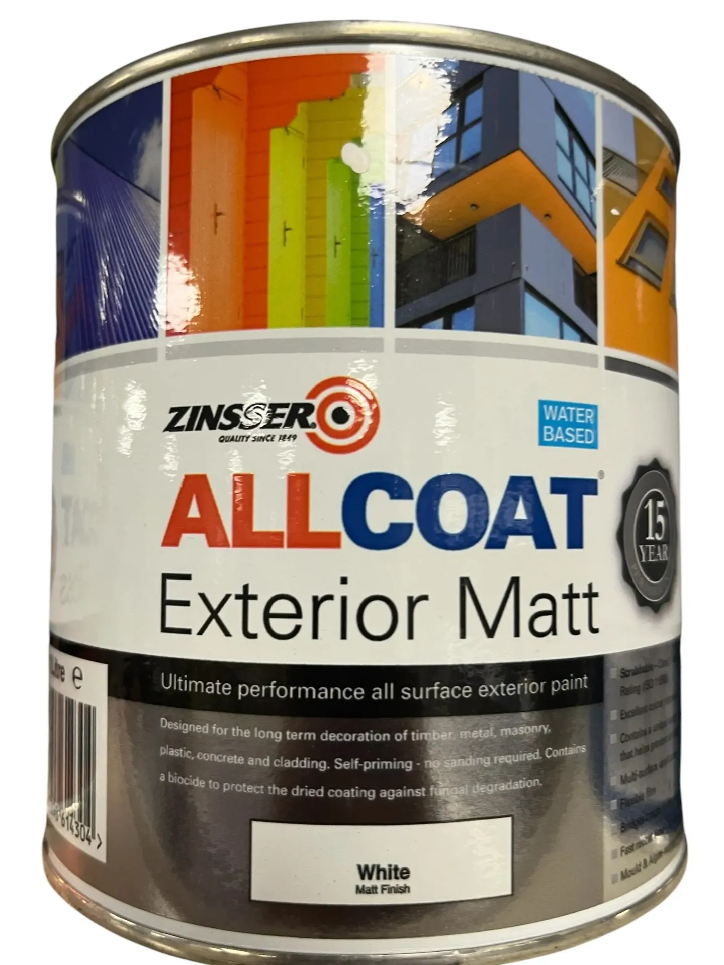Zinsser Allcoat Exterior Water Based Matt White 1L