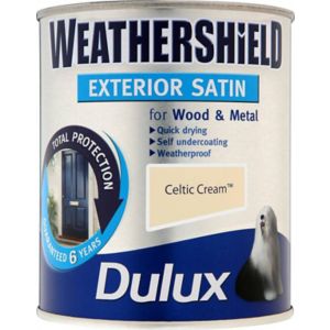 Dulux Weathershield Quick Dry Satin Celtic Cream 750ml