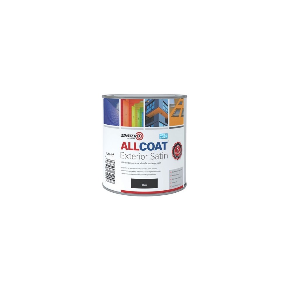 Zinsser Allcoat Exterior Water Based Satin Black 1L