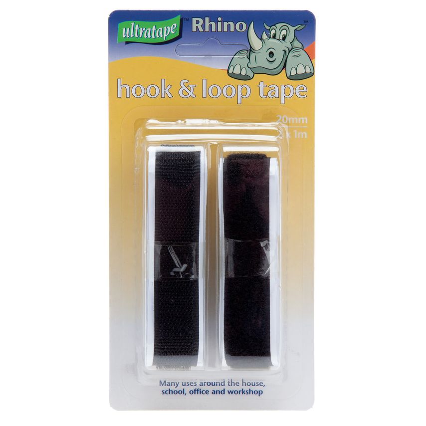Bruce Douglas 20mm x 1m Black Hook & Loop Ultratape
