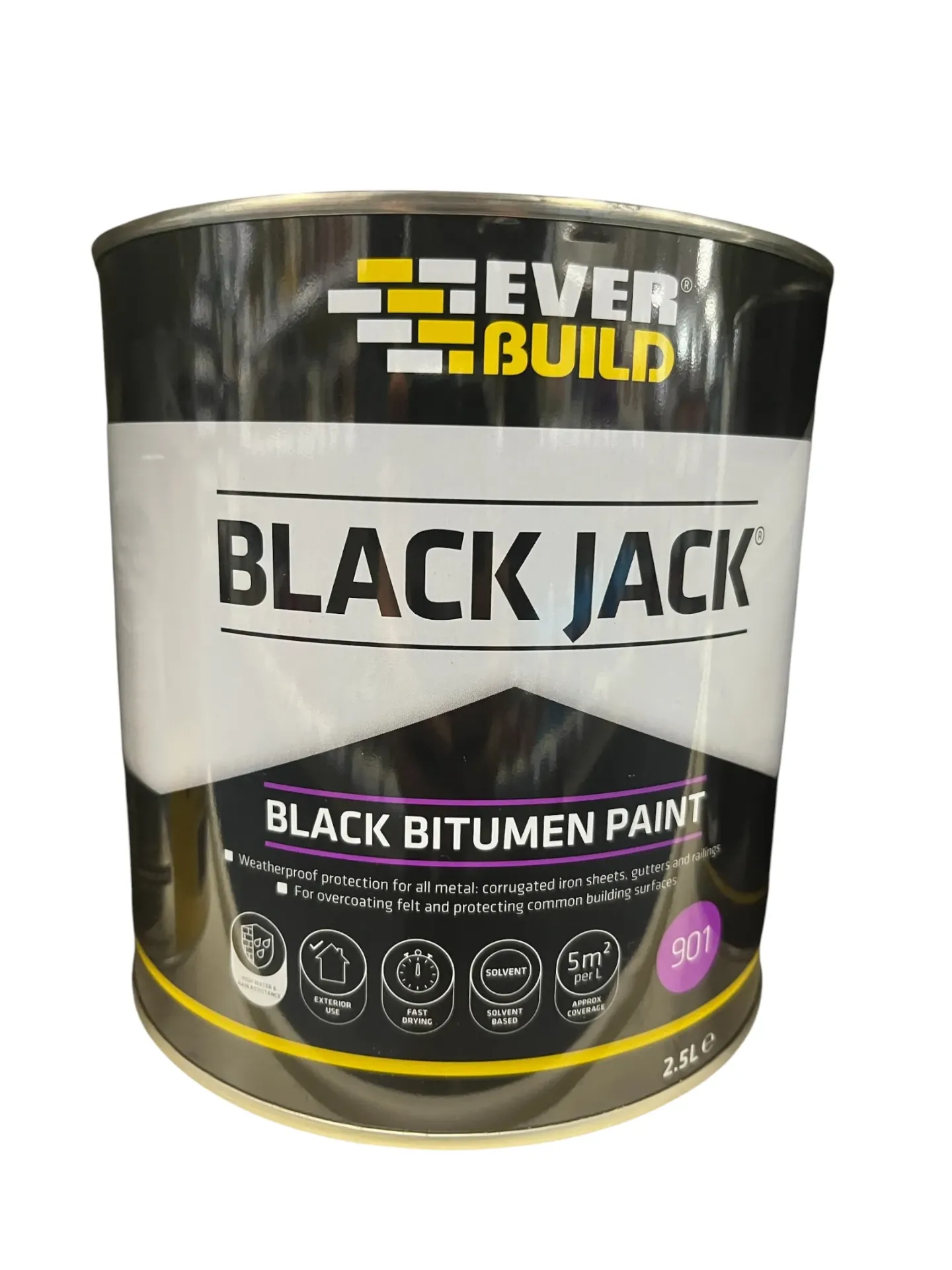 Everbuild Black Jack 901 Black Bitumen Paint 2.5L