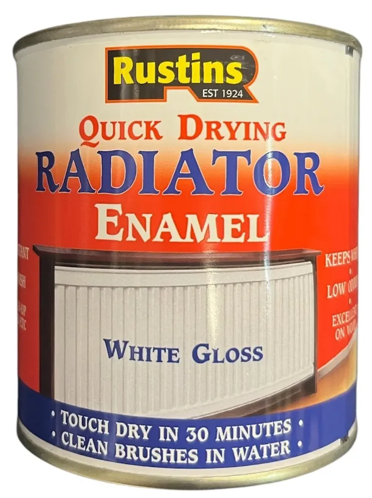 Rustins QD Radiator Enamel Gloss White 500ml