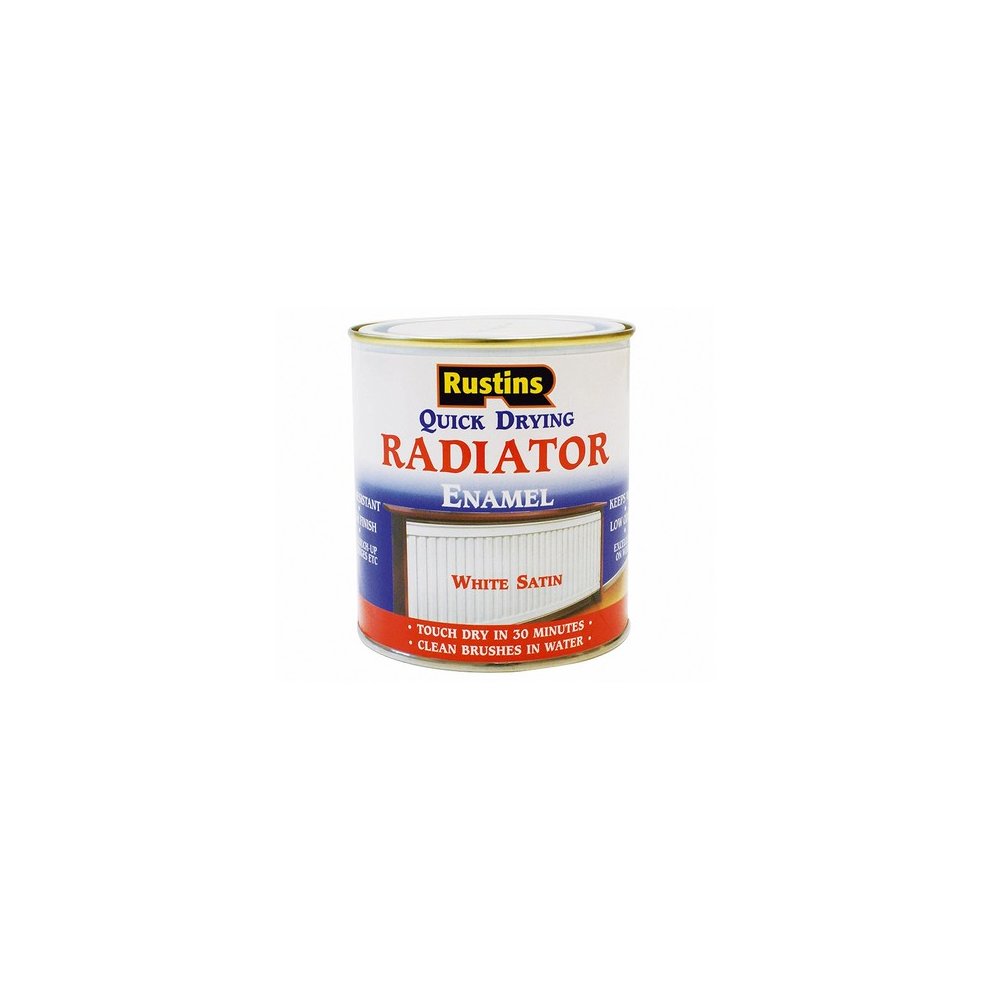 Rustins QD Radiator Enamel Satin White 500ml