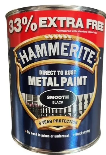 Hammerite Metal Paint Smooth Black 1L