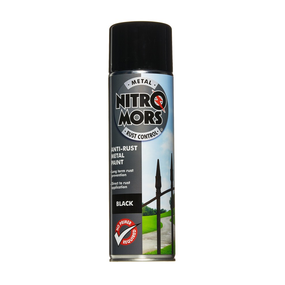 Nitromors Anti-rust Smooth Metal Paint Aerosol Black 500m