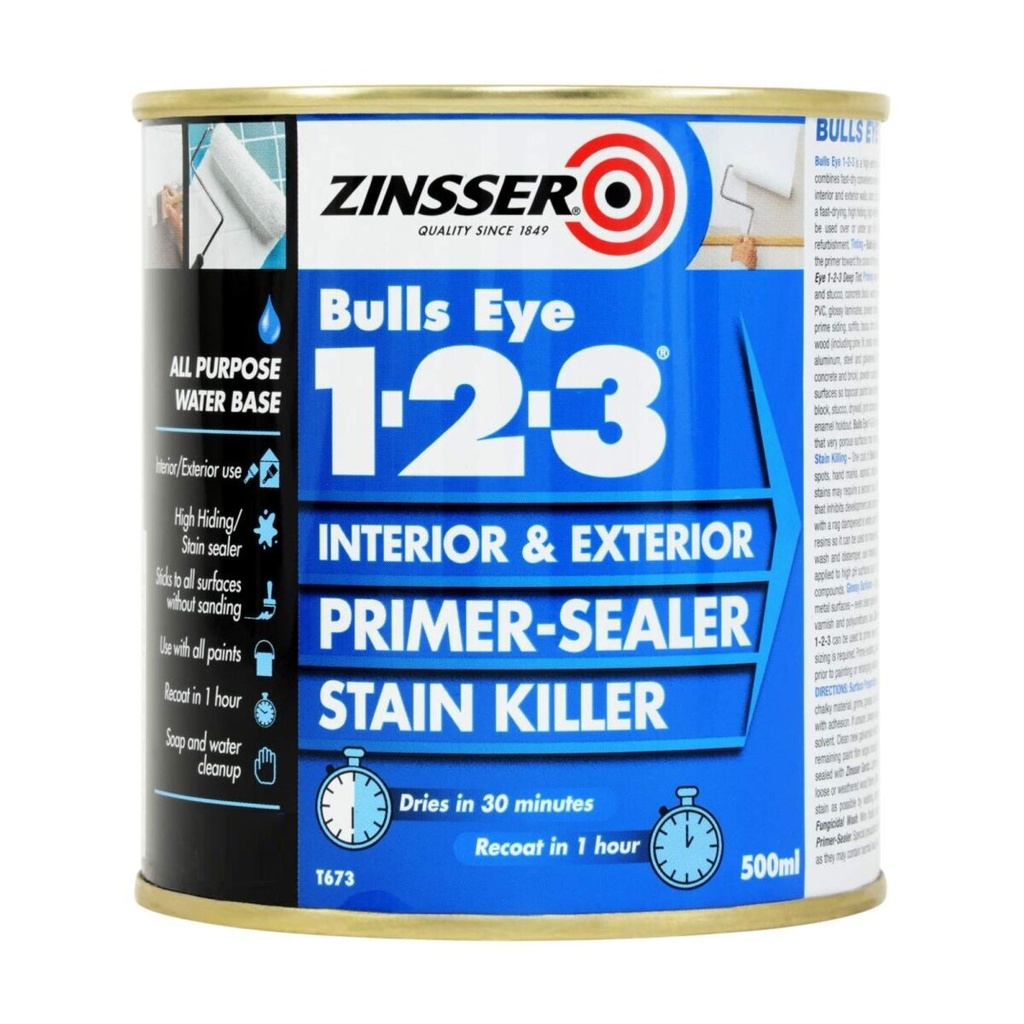 Zinsser Bullseye 123 Primer Sealer Grey 500ml