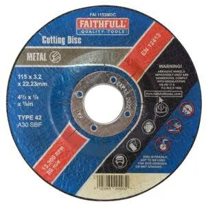 Faithfull Depressed Centre Metal Grinding Disc 115 x 6.5 x 22.23mm