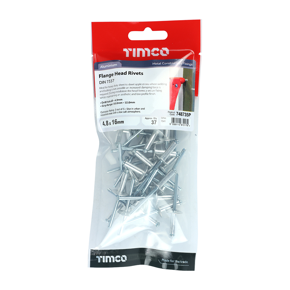 [748735P] Pop Rivet Lrg Flange 4.8 x 16 Timco
