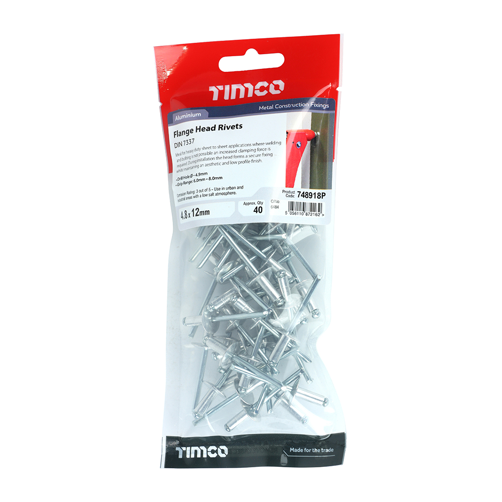 Pop Rivet Lrg Flange 4.8 x 12 Timco