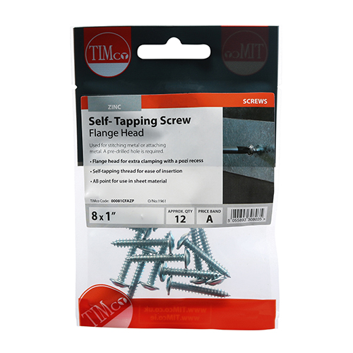 [00081CFAZP] Self Tapper Flange 8 x 1" Timco